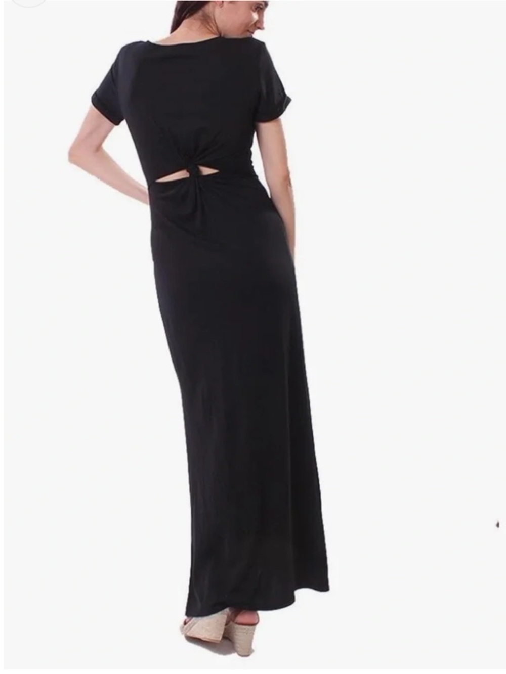 MICHAEL STARS Twist Back Maxi Dress w/ Cutouts Black Size Small